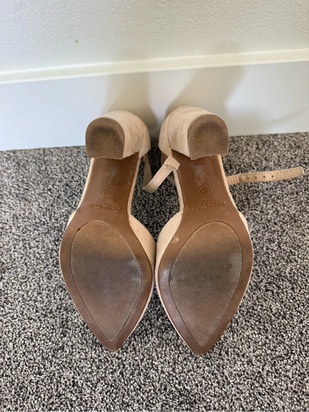 Dream Pairs Beige Pointed Toe Ankle Strap Heels